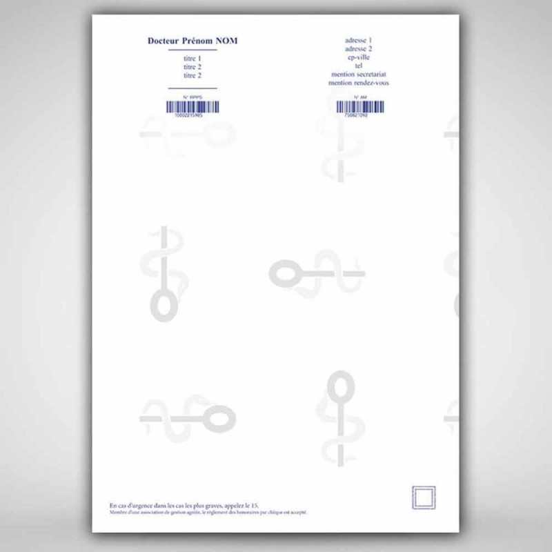 Ordonnances sécurisées dupliquées A4 bloc de 50