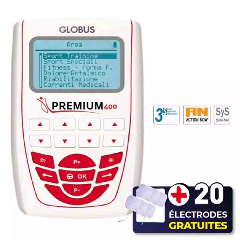 Electrostimulateur PREMIUM 400 - GLOBUS ( +20 Electrodes OFFERTES )
