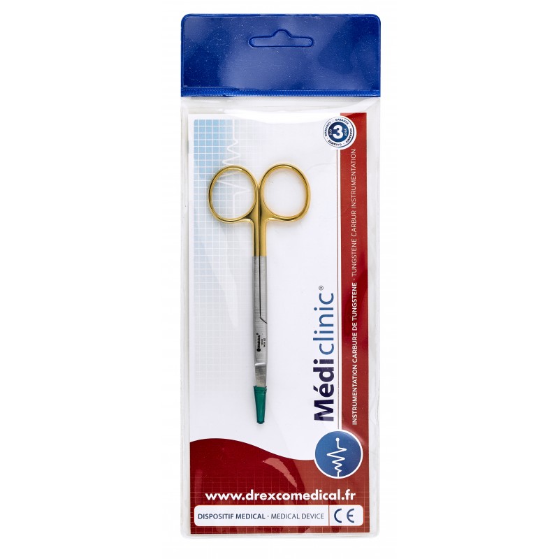 Ciseaux courbé en carbure de TUNGSTÈNE - IRIDECTOMIE 11 CM