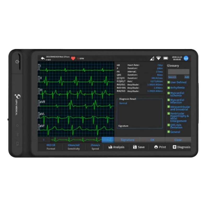 Tablette ECG 7 pouces 12 pistes avec interprétation Black Edition - Noir