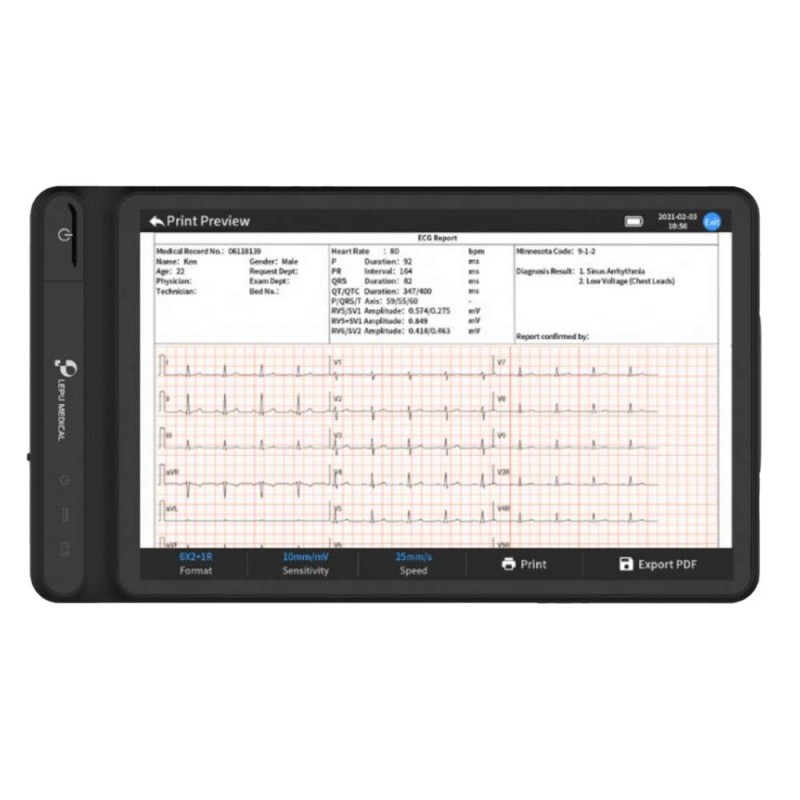 Tablette ECG 7 pouces 12 pistes avec interprétation Black Edition - Noir