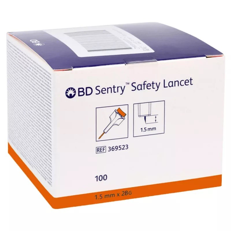 LANCETTES SENTRY ORANGE 28G BD - BOITE DE 100