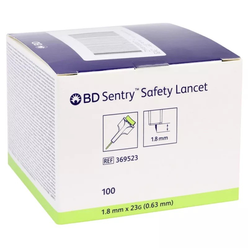 LANCETTES SENTRY VERT PALE 23G BD - BOITE DE 100