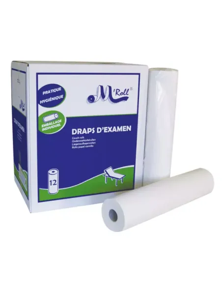 Drap d'examen pure ouate lisse M'ROLL 50x35 cm - 135 formats