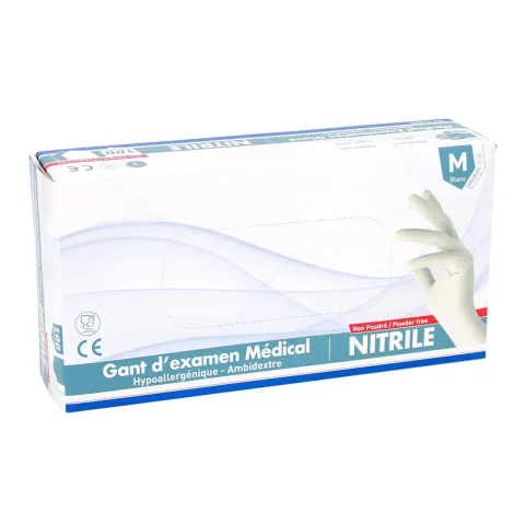 Gants en nitrile non poudrés blanc - Médiclinic