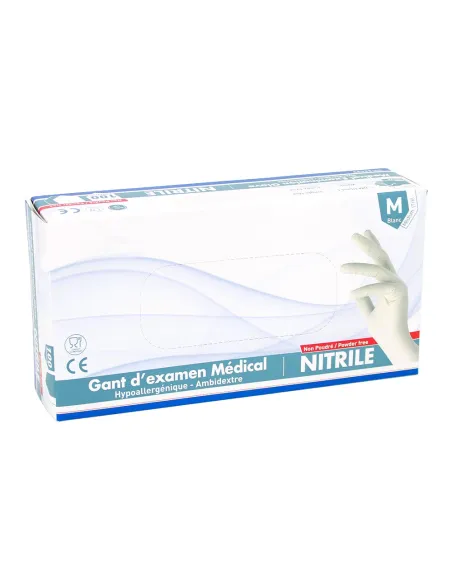 Gants en nitrile non poudrés blanc - Médiclinic