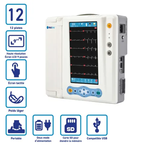 Électrocardiographe 12 pistes écran tactile 9” Cardio Beta 12 - Blanc
