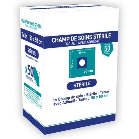 Champs de soins troués stériles avec adhésif Ø 6 cm