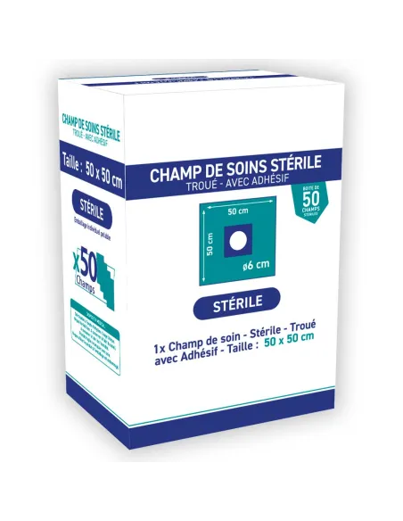 Champs de soins troués stériles avec adhésif Ø 6 cm