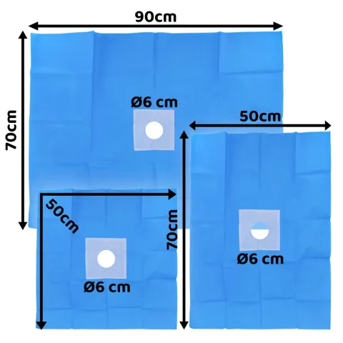 Champs de soins troués stériles avec adhésif Ø 6 cm