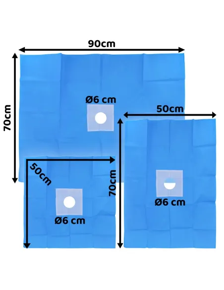 Champs de soins troués stériles avec adhésif Ø 6 cm