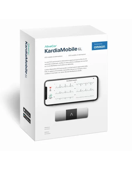 ECG mobile 6 dérivations KardiaMobile 6L — app Kardia, Bluetooth, 24 g, CE IIa IP22