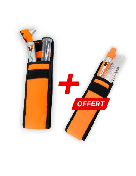 Pack otoscope led fo + Lampe stylo abaisse langue - Orange