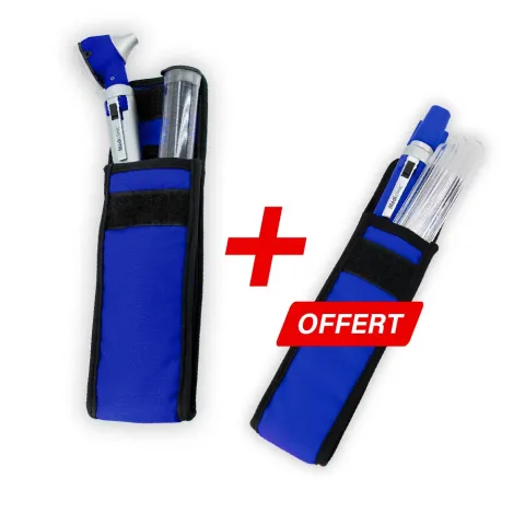 Pack otoscope led fo + Lampe stylo abaisse langue - Bleu