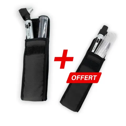Pack otoscope led fo + Lampe stylo abaisse langue - Noir