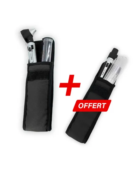 Pack otoscope led fo + Lampe stylo abaisse langue - Noir