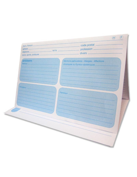 Fiches médicales 3 volets paquet de 250 fiches