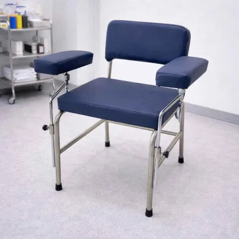 Chaise de prélèvement médicale inox bleue – Mediclinic