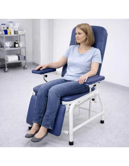 Fauteuil de prélèvement inclinable bleu – Position allongée Mediclinic