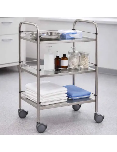 Guéridon médical inox 3 plateaux 60x40 – Mediclinic
