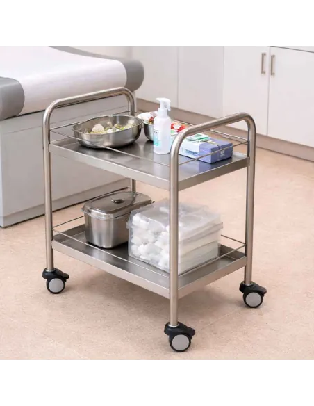 Guéridon médical inox 2 plateaux 60x40 – Mediclinic