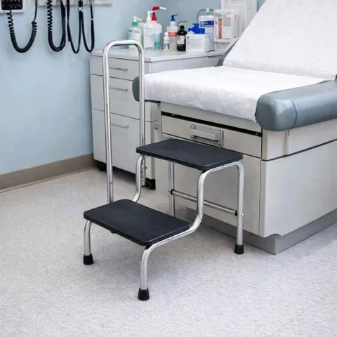 Marchepied médical en inox avec rampe 2 marches – MEDICLINIC