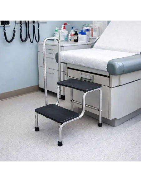 Marchepied médical en inox avec rampe 2 marches – MEDICLINIC