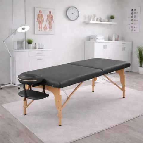 Table de massage pliante bois Noir – Alpha Wood Mediclinic