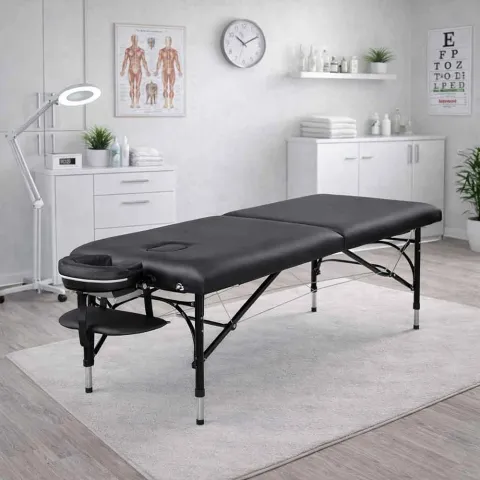 Table de massage pliante aluminium Noir – Alpha Alu Mediclinic