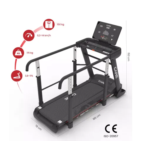 TAPIS DE COURSE AVEC BARBE - MED740 CARE – Fluidité et confort pour rééducation