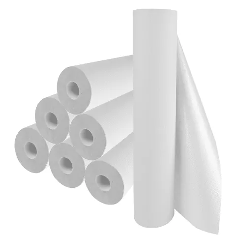 Draps d'examen plastifiés 50X38 cm de 12 microns 23 g/m² - Blanc - 6 rouleaux de 180 formats