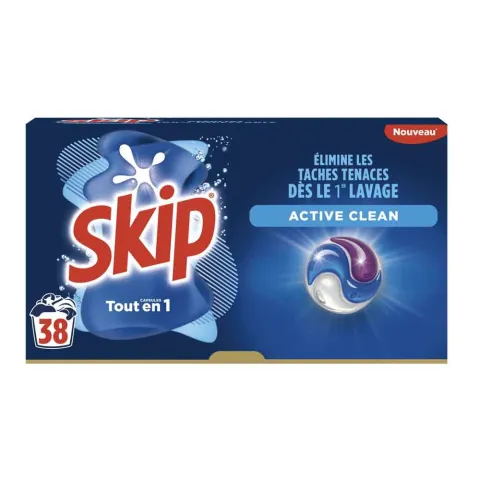 Lessive Pods Active clean 3 en 1 38 Lavage - SKIP