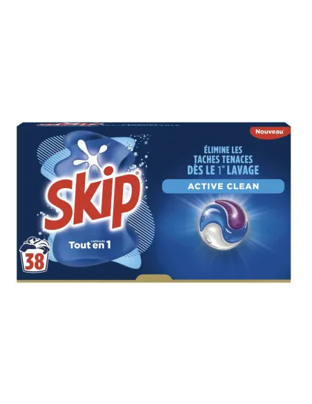 Lessive Pods Active clean 3 en 1 38 Lavage - SKIP