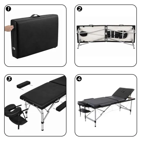 Table de massage pliante aluminium Noir – Beta Flex Mediclinic
