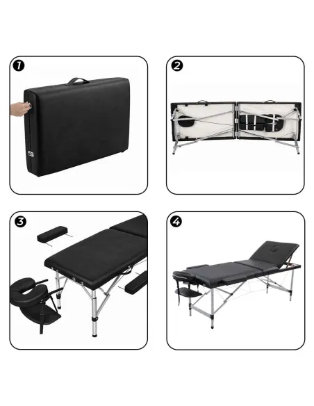 Table de massage pliante aluminium Noir – Beta Flex Mediclinic