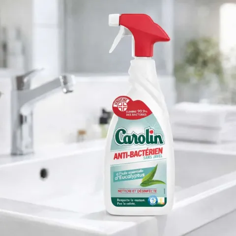Spray désinfectant surfaces sans javel Carolin 650 ml
