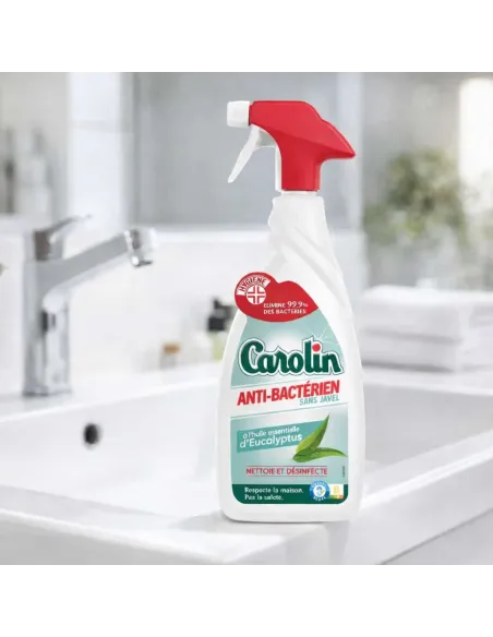 Spray désinfectant surfaces sans javel Carolin 650 ml