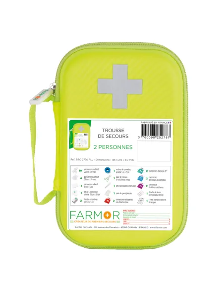 TROUSSE DE SECOURS 2 PERSONNES JAUNE FLUO
