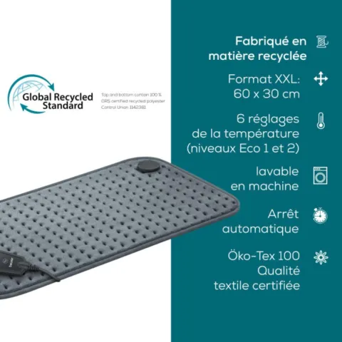 COUSSIN CHAUFFANT XXL HK 123 XXL COSY GREY GREEN PLANET