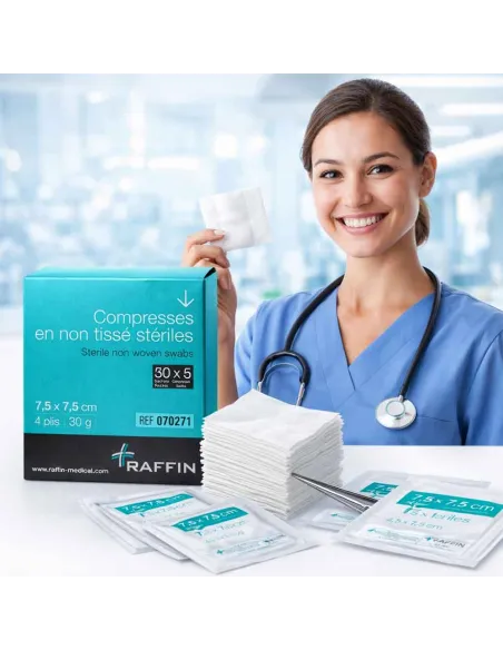 Compresses Stériles Non Tissées RAFFIN - Soin et Hygiène | LD Medical