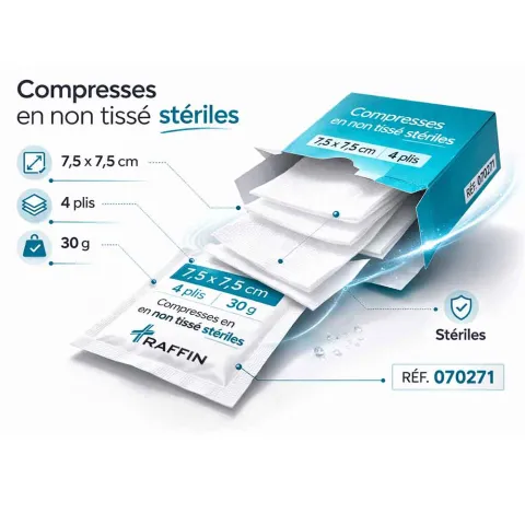 Compresses Stériles Non Tissées RAFFIN - Soin et Hygiène | LD Medical
