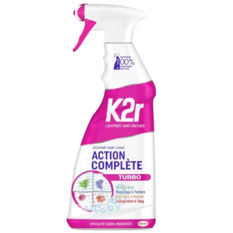 Spray détachant textile K2R Action Complète 750 ml avant lavage