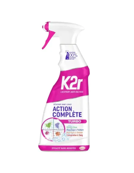 Spray détachant textile K2R Action Complète 750 ml avant lavage