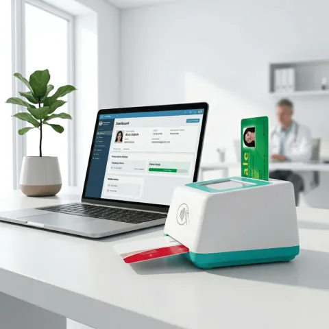 Lecteur de carte Vitale 4-en-1 F600 – QR Code, NFC & Bi-fente