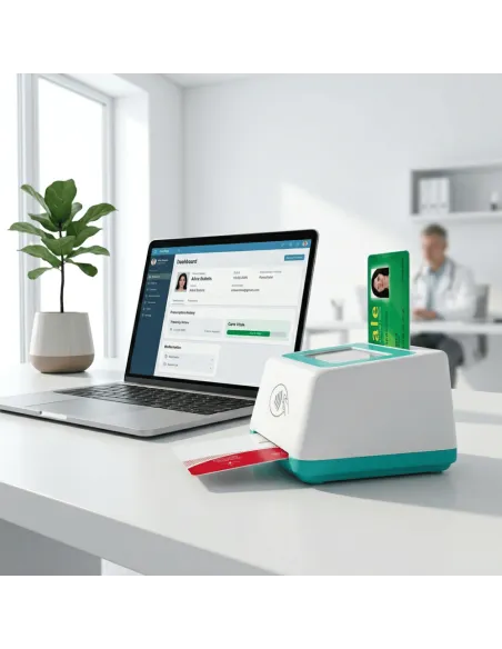 Lecteur de carte Vitale 4-en-1 F600 – QR Code, NFC & Bi-fente