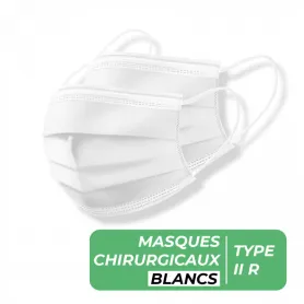MASQUES CHIRURGICAUX TYPE II R BLANC - BOITE DE 50