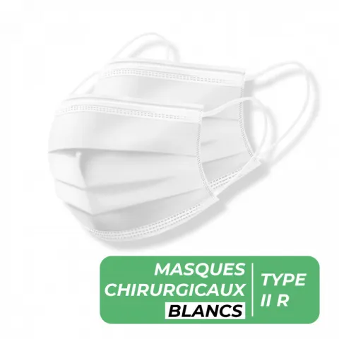 MASQUES CHIRURGICAUX TYPE II R BLANC - BOITE DE 50