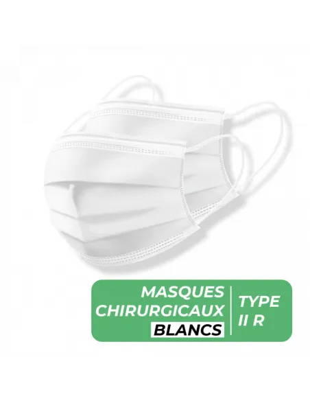 MASQUES CHIRURGICAUX TYPE II R BLANC - BOITE DE 50