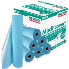 Draps d'examen bleu plastifiés 50x38 cm - 6 rouleaux de 180 formats