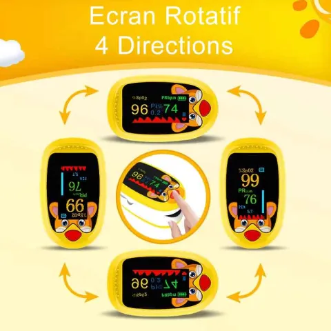 Oxymètre pédiatrique PulseKids OLED rechargeable MEDICLINIC jaune